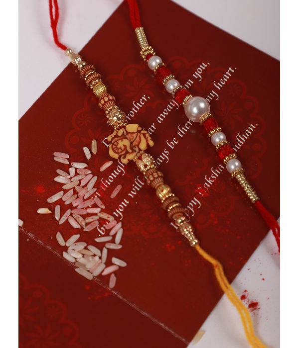 YouBella 2 Rakhi and 2 Greeting Card Combo for Brother, Rakhi Gift for Brother/bhaiyya/bhai (Style 1)